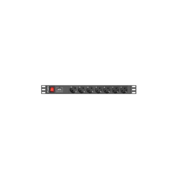 Lanberg PDU 1U 7x SCHUKO Rack 19" 2M Preto