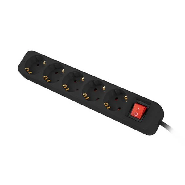 Lanberg Extensão com 5 tomadas schuko 3 m preto - - PS1-05F-0300-BK