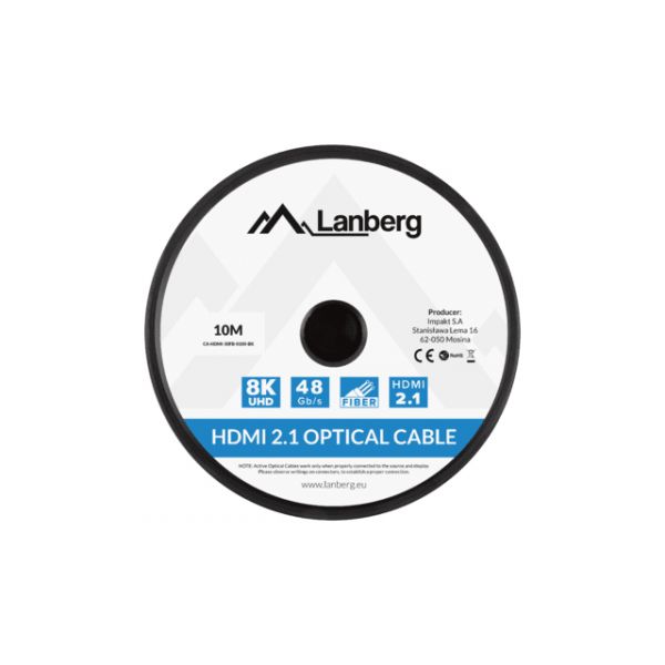 Lanberg CA-HDMI-30FB-0100 Cabo HDMI AOC Óptico Ativo 8K 60Hz 10M Black