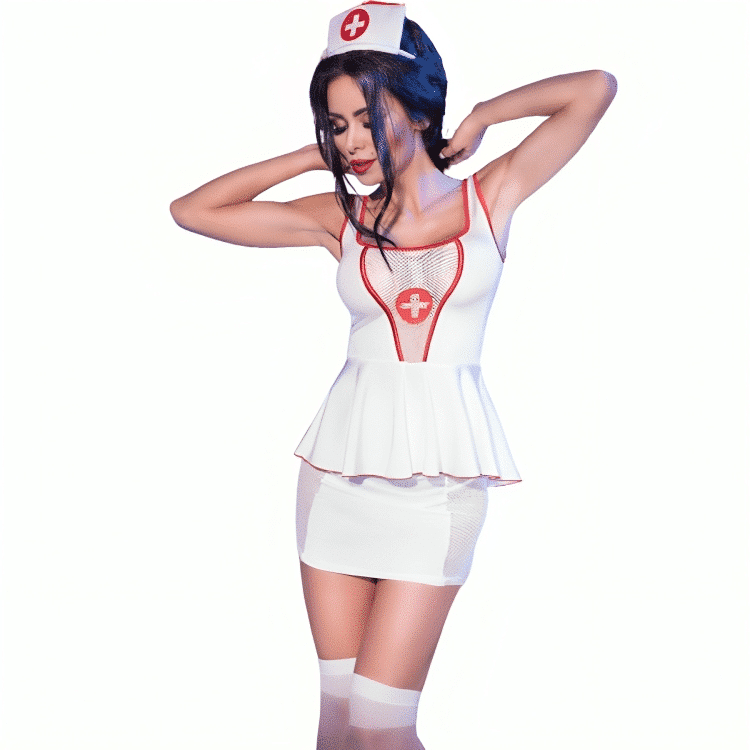 Chilirose – Cr 4160 Fantasia Enfermeira Top E Saia L/Xl