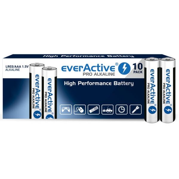 10x Pilhas Ind. Alcalinas 1,5V LR03 AAA - everActive INDUSTRIAL