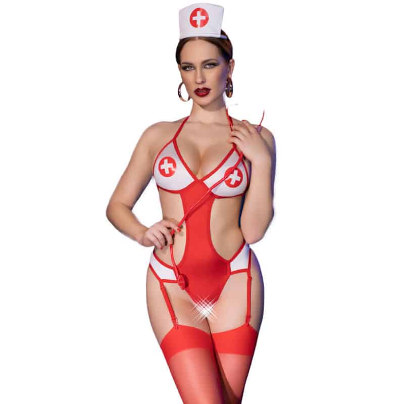Chilirose – Conjunto Cr 4631 Bodysuit Enfermeira Vermelho L/Xl