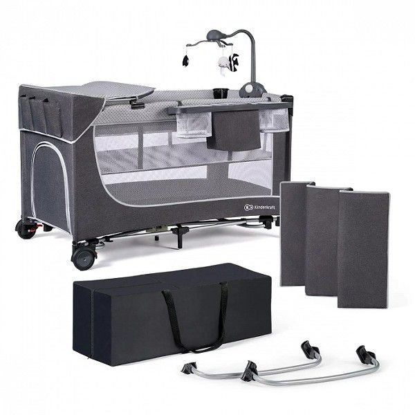 KinderKraft Cama de Viagem Leody com Acessórios Grey