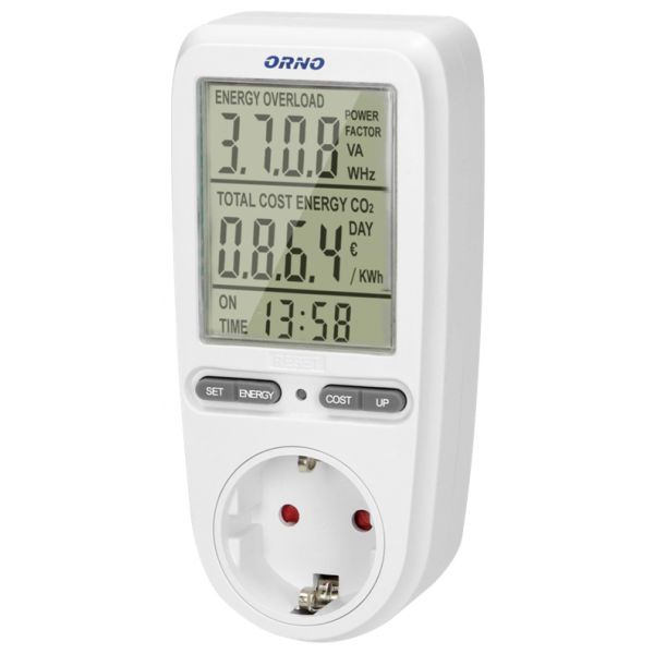 Orno Medidor Digital de Custos de Energia, Potência, Corrente, Frequência, ... (3680W) - OR-WAT-435(GS)