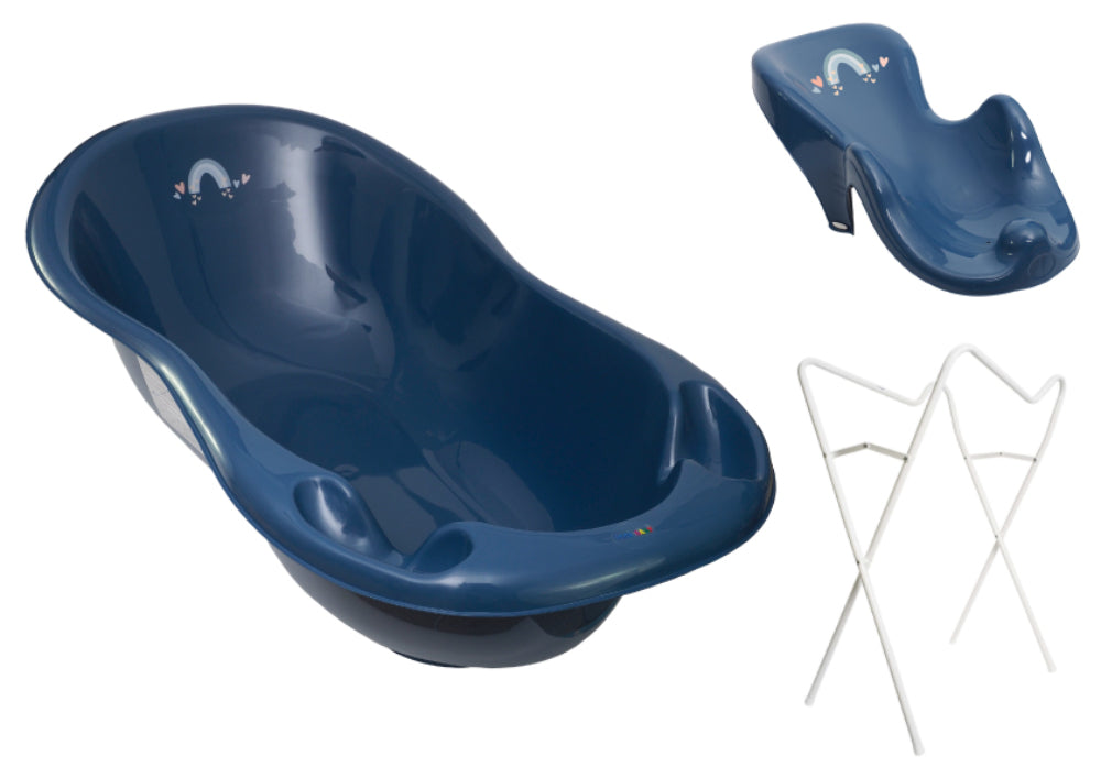 Banheira 86 cm com suporte, assento anti-derrapante e sistema de drenagem B.Active Meteo Blue