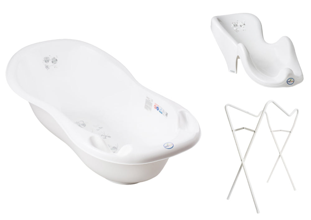 Banheira 86 cm com suporte, assento anti-derrapante e sistema de drenagem B.Active Owl White