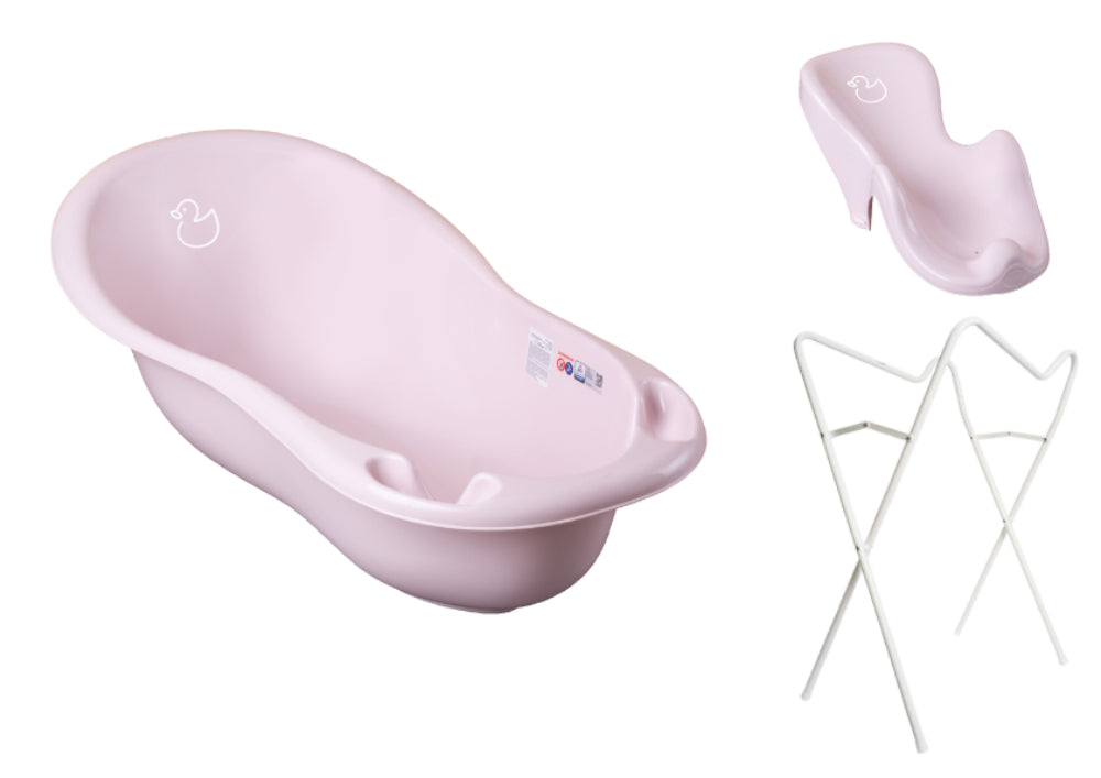 Banheira 86 cm com suporte e assento anti-derrapante B.Active Duck Pink