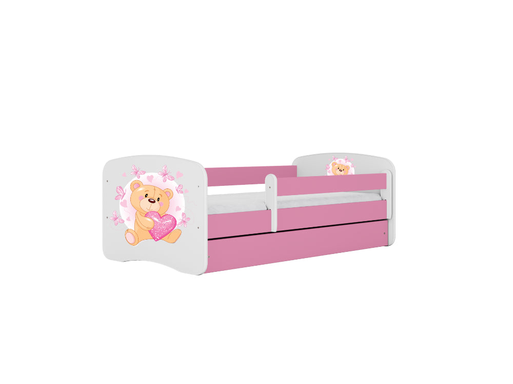 Cama 140 x 70 cm Kocot Kids com colchão BabyDreams Teddybear Butterflies Pink