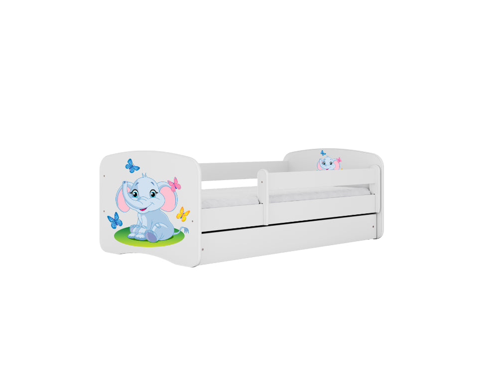 Cama 140 x 70 cm Kocot Kids com gaveta e colchão BabyDreams Baby Elephant White