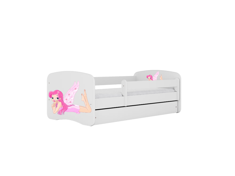 Cama 160 x80 cm Kocot Kids com gaveta e colchão BabyDreams Fairy com asas White