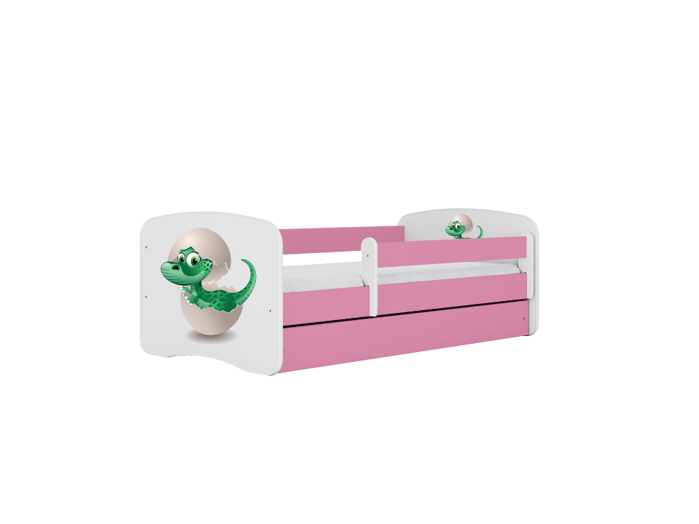 Cama 140 x 70 cm Kocot Kids com gaveta e colchão BabyDreams Baby Dino Pink