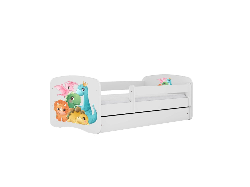 Cama 180 x 80 cm Kocot Kids com colchão BabyDreams Tiny Dinos White