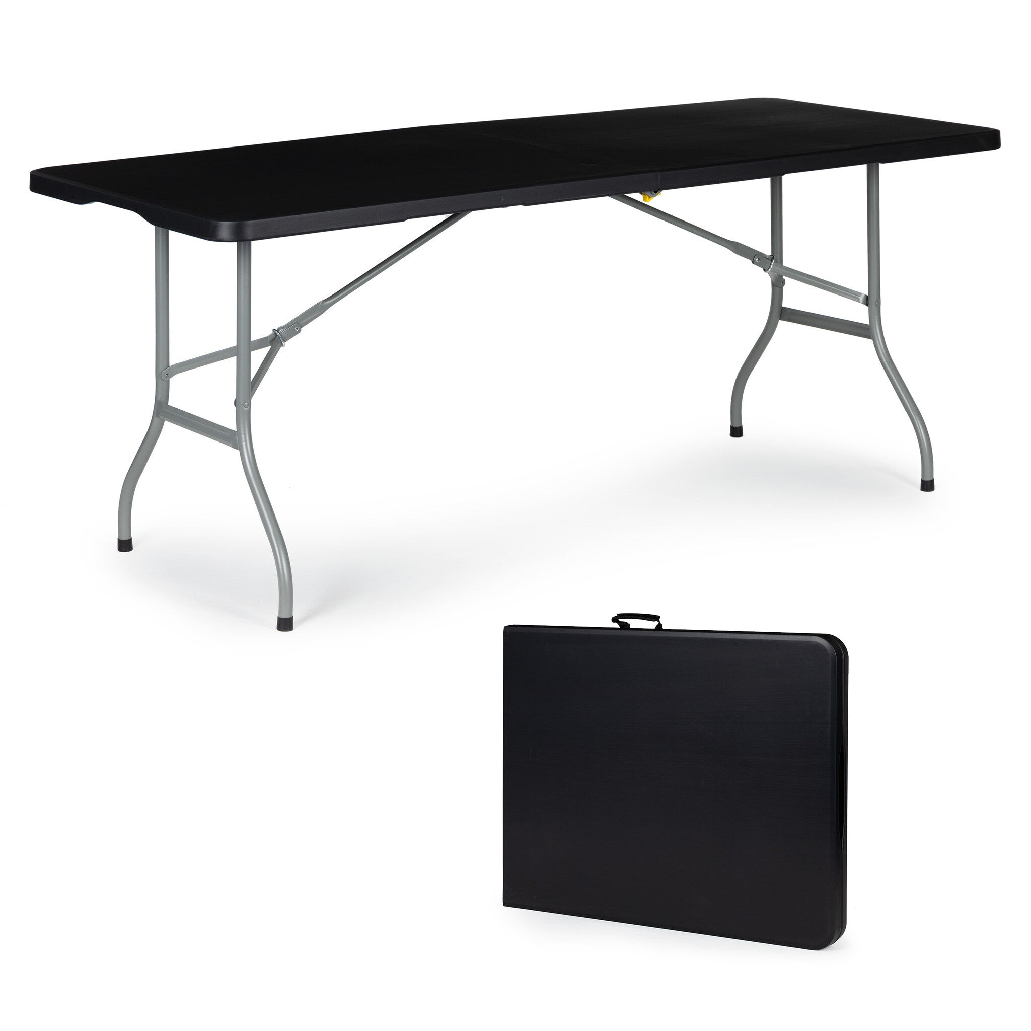 Mesa dobrável de campismo 153 x 70 x 73,5 cm preta