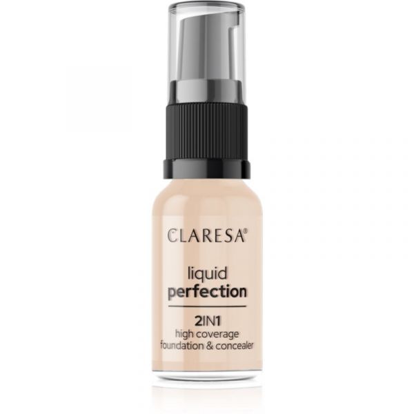 Claresa Liquid Perfection 2in1 Base de Cobertura Total Tom 102 Warm Medium 18 g