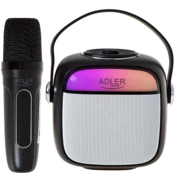 Adler Altifalante Karaoke AD 1199B Bluetooth USB AUX SD Preto Cinzento