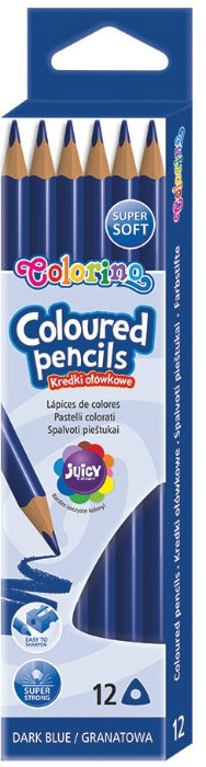 Pack 12 Lápis Cor Colorino Azul Escuro