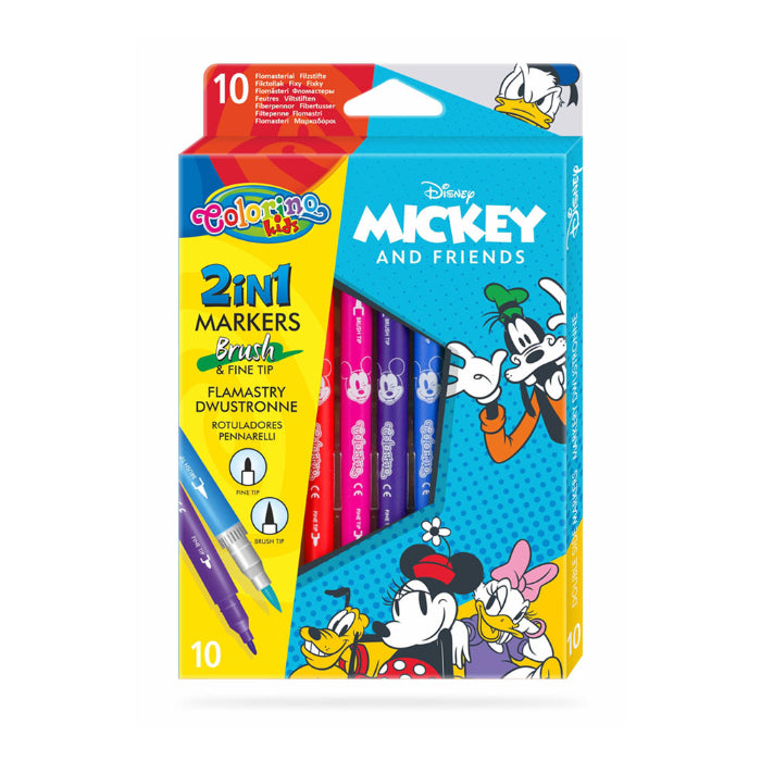 Caixa 10 Marcadores Duplos Colorino Disney Mickey