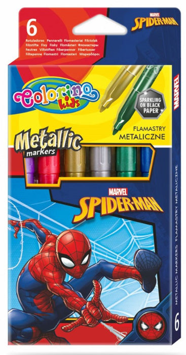 Caixa 6 Marcadores Metálicos Colorino Disney Spiderman