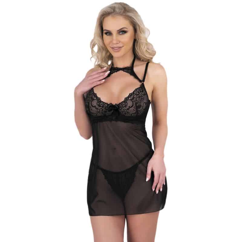 Livco Corsetti Fashion – Conjunto Binella Babydoll + Tanga Preto