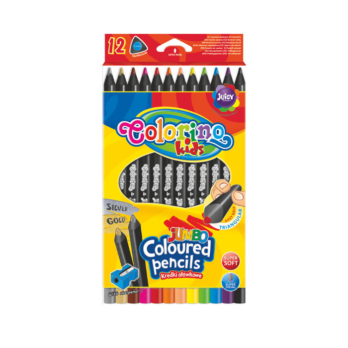 Lápis Cor Triangular Jumbo 12 Cores + Afia BW