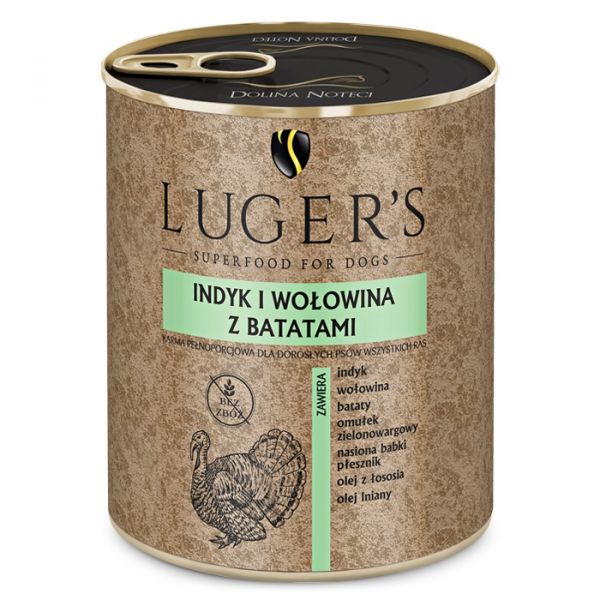 Ração Húmida Luger's Adult Turkey & Beef & Sweet Potato 800g