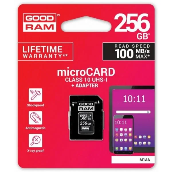 Goodram 256GB Micro SDHC Class 10 UHS-I + Adaptador SD - M1AA-2560R12