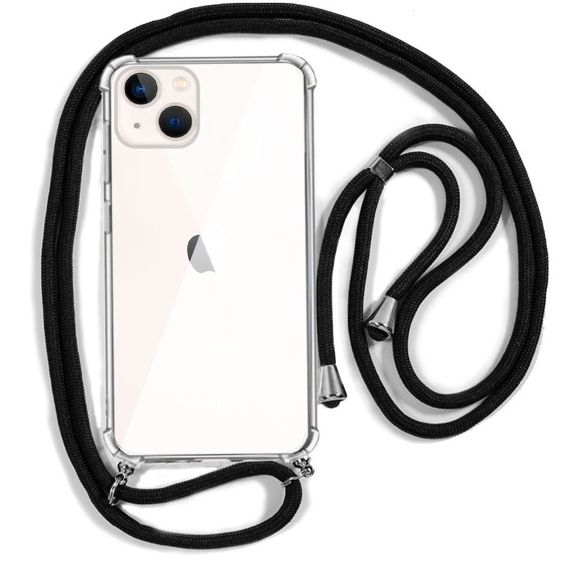 Capa Silicone Transparente iPhone 13 Mini Cordão Preto