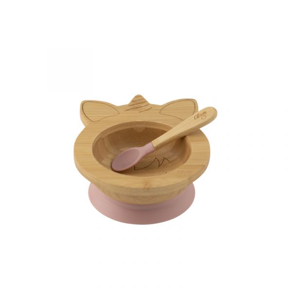 Citron Taça de Bambú com Colher Unicornio Rosa