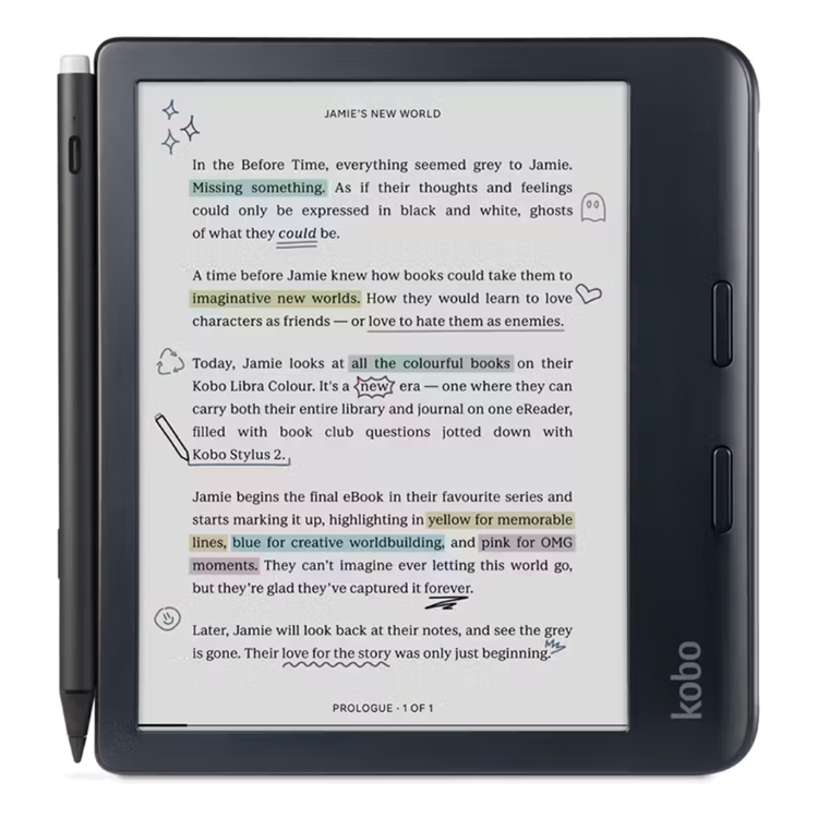 Bundle eReader Kobo Libra Colour 7" 32GB Wi-Fi Preto + Stylus 2 Pen Preto