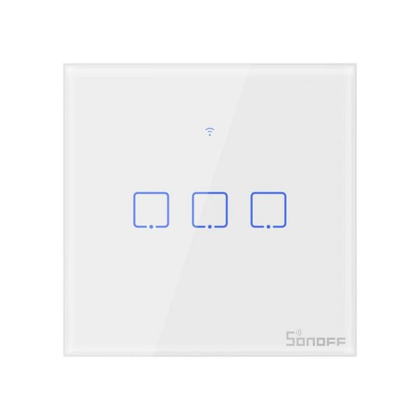 Sonoff Interruptor de Parede Táctil Triplo Smart Wi-Fi+RF em Vidro de Encastrar - Sonoff T1EU3C-TX - T1EU3