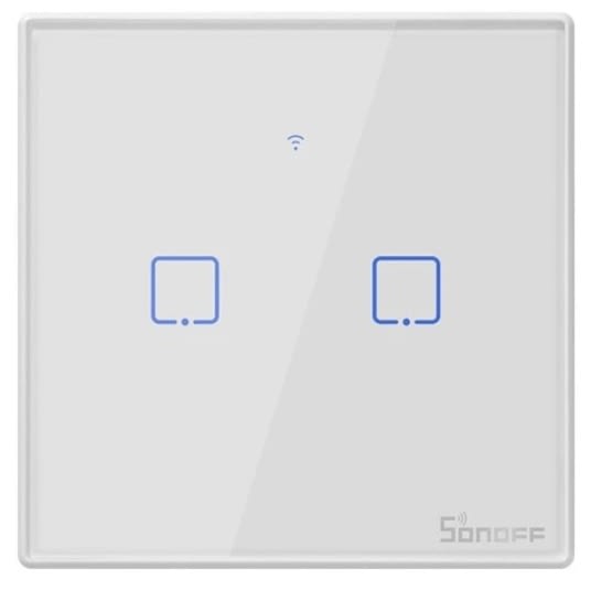 Sonoff T2EU2C-TX Branco Neve Interruptor de Parede Táctil Duplo WiFi+RF