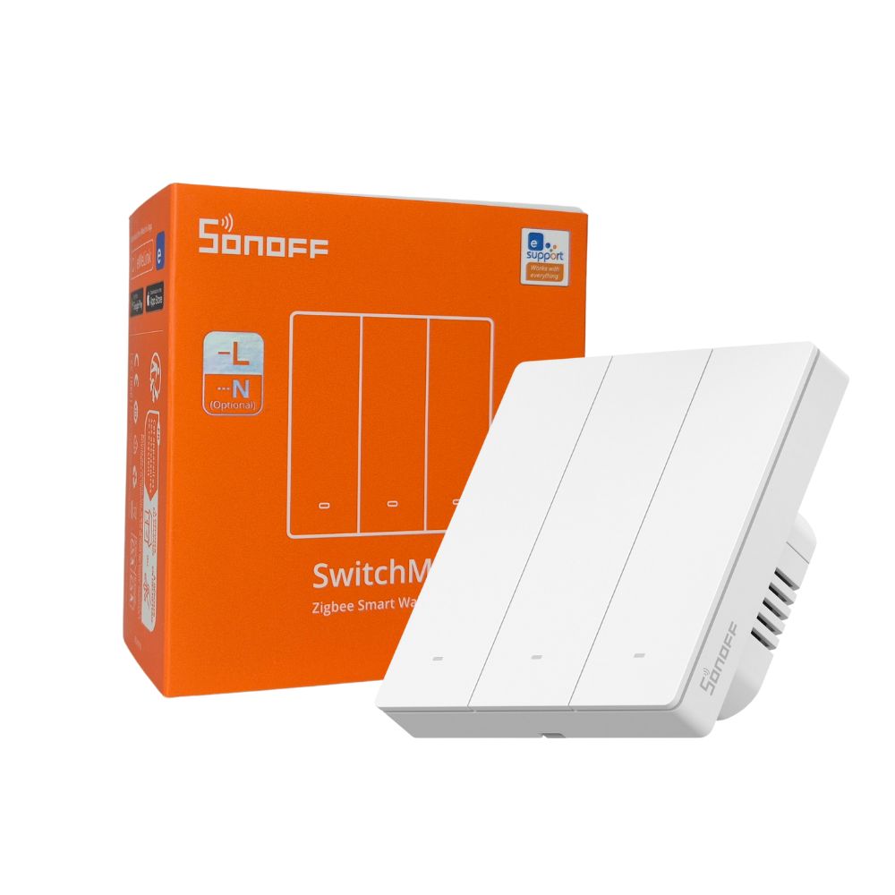 Sonoff M5 Interruptor Inteligente Pressão de 3 canais 86mm Branco Zigbee
