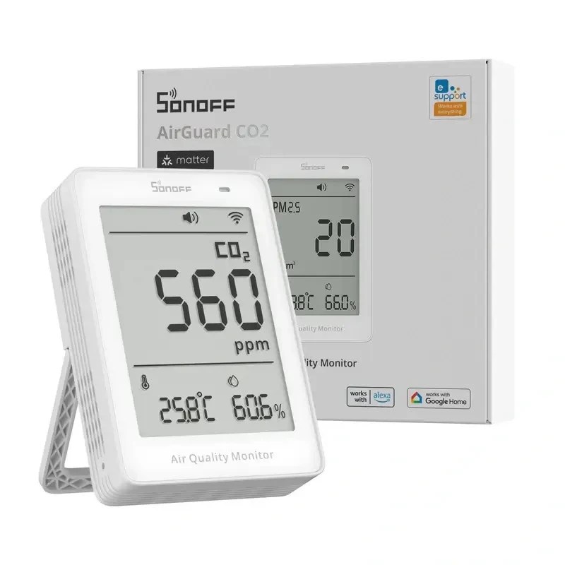 Monitor Qualidade do Ar Wifi/Matter – SONOFF SAWF-08P AirGuard CO2