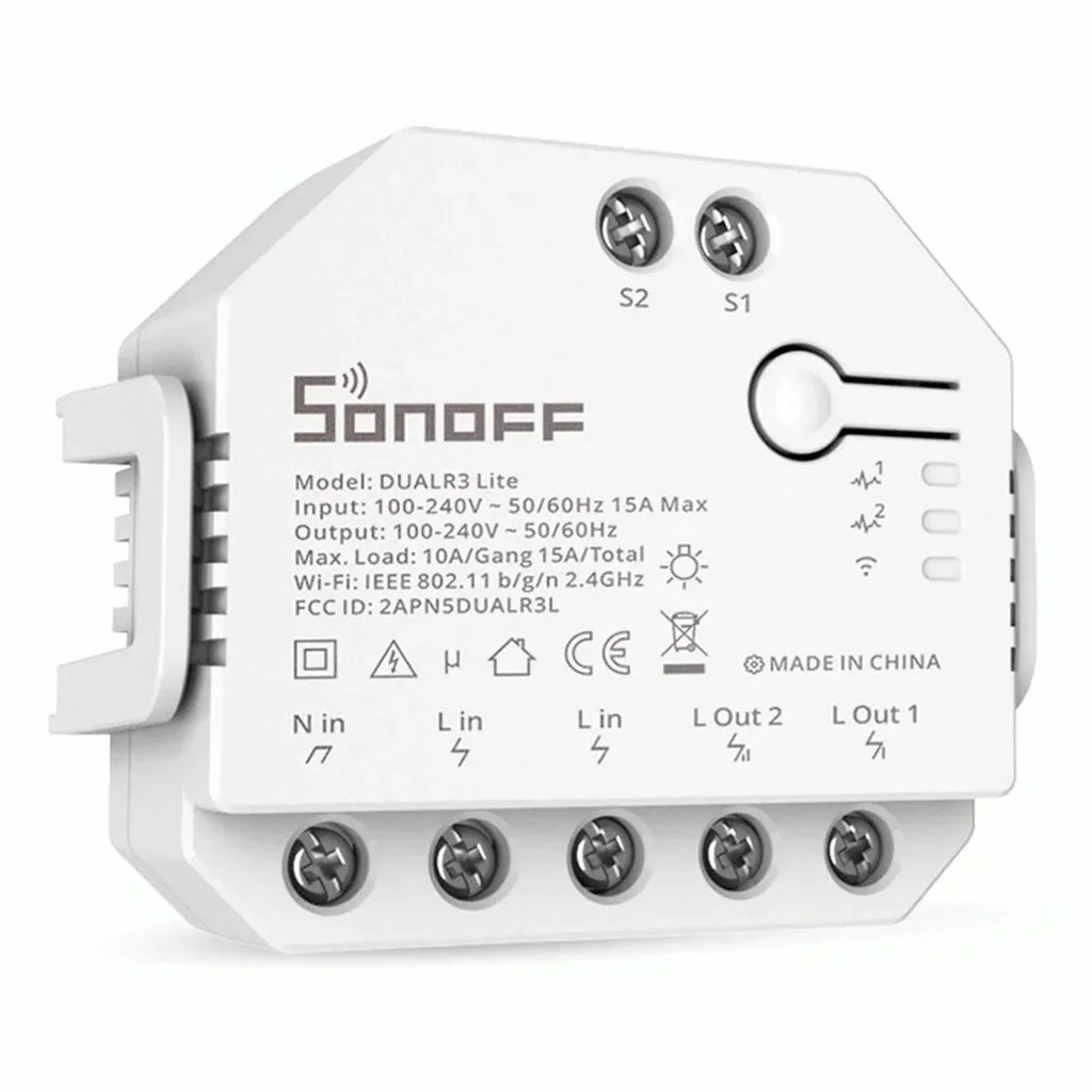 Módulo Inteligente de Relé Duplo Sonoff DualR3 Lite Wi-Fi c/ controlo de estores