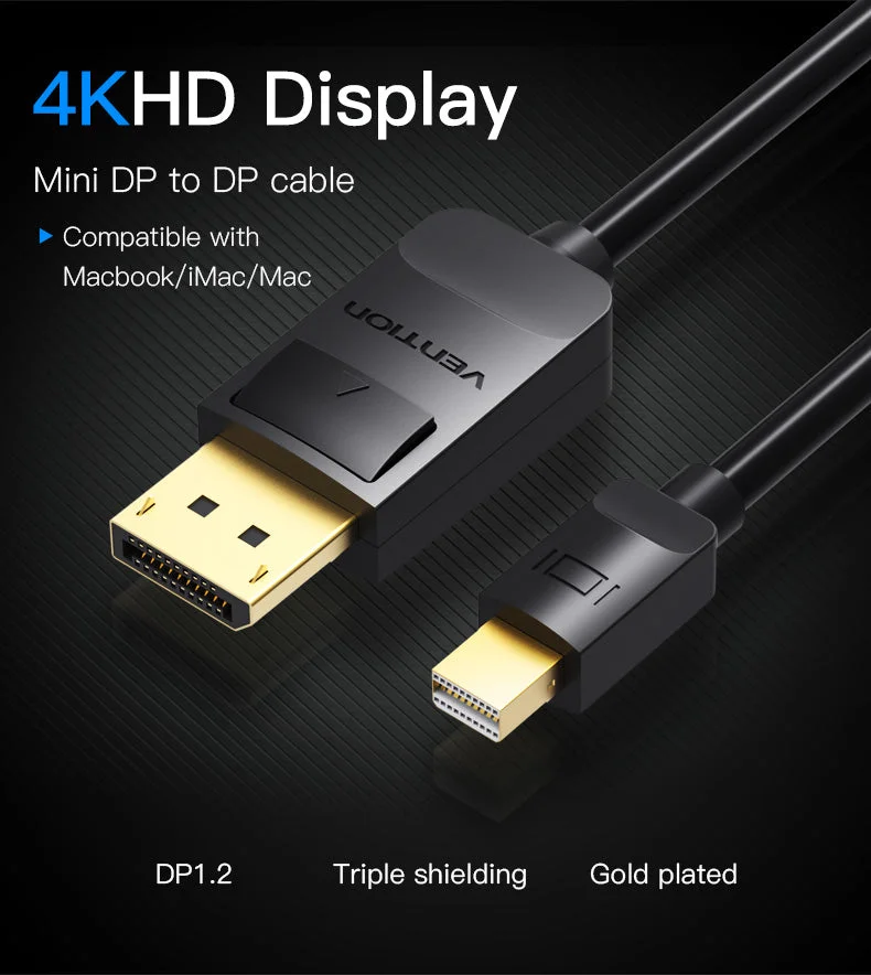 Cabo Vention Thunderbolt Mini DisplayPort Macho para DisplayPort Macho (2m)