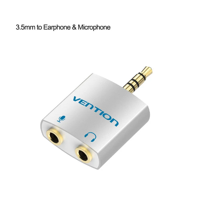 Adaptador Vention de Áudio Jack 3,5mm para 2 Jack Fêmea Microfone e Auricular