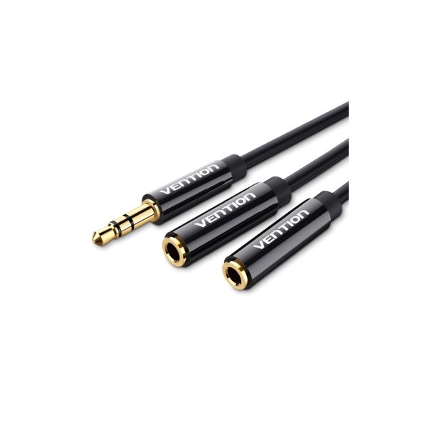Vention Cabo Áudio Splitter Jack 3.5mm M Para 2 Jacks 3.5mm Stereo F 0,3mts Black - 18-BBSBY