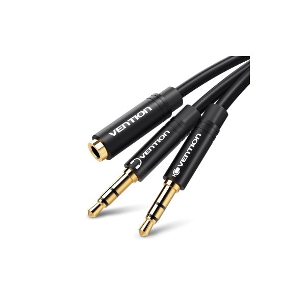 Vention Cabo Áudio 2 Jacks 3.5mm M (fones/micro) para 3.5mm F 0,3m