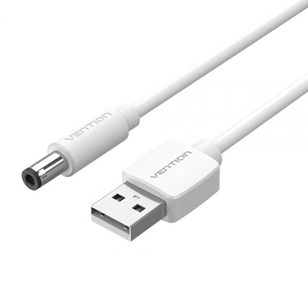 Vention CEYWF Cabo de Alimentação USB-A Macho para DC 5.5mm Macho 1m Branco
