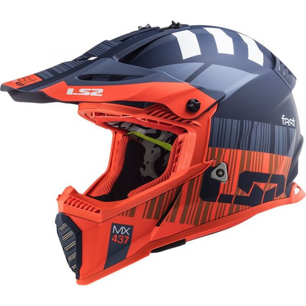LS2 Capacete MX437J Fast Mini Evo Junior Xcode Orange Blue L