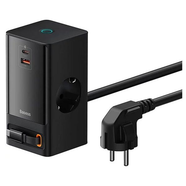 Baseus PowerCombo Dual AC + USB-C + USB-A 65W Preto
