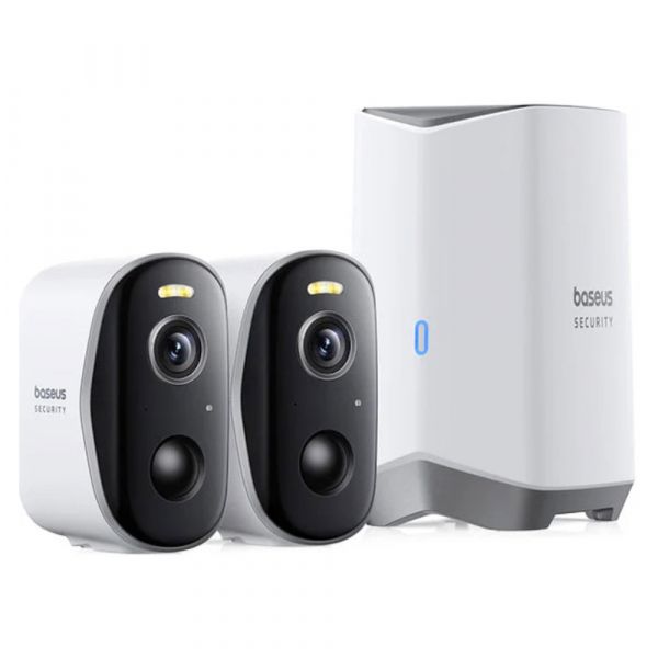 Baseus Câmara de Vigilância Security N1 Plus 2K Wi-Fi IP67 Kit 2 Câmaras