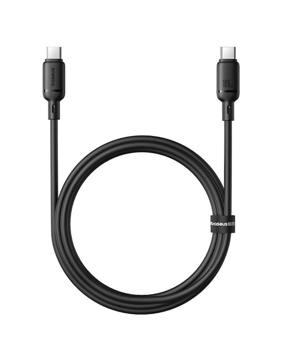 Cabo Silky Series Carregamento Rápido Type-C para Type-C 100W 1m Preto