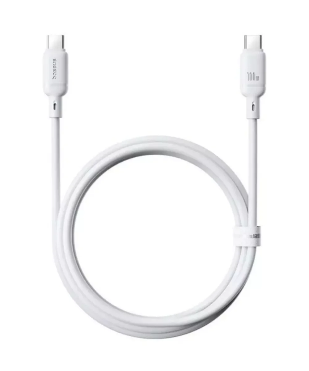 Cabo Silky Series Carregamento Rápido Type-C para Type-C 100W 1m Branco