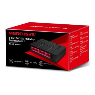 Switch SOHO Mercusys MS105G Mini 5 Portas 10/100/1000 Mbps UnManaged Plug and Play UnManaged