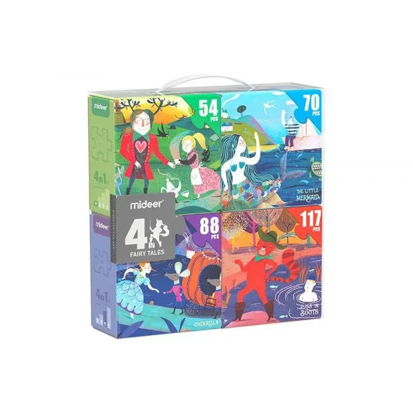 Mideer Puzzle 4 em 1 Conto de Fadas 54/70/88/117 Peças - MD3199