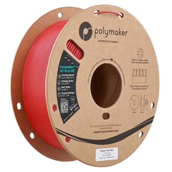 Polymaker Filamento para Impressora 3D HT-PLA-GF PA18007 1.75mm 1kg Power Tool Vermelho