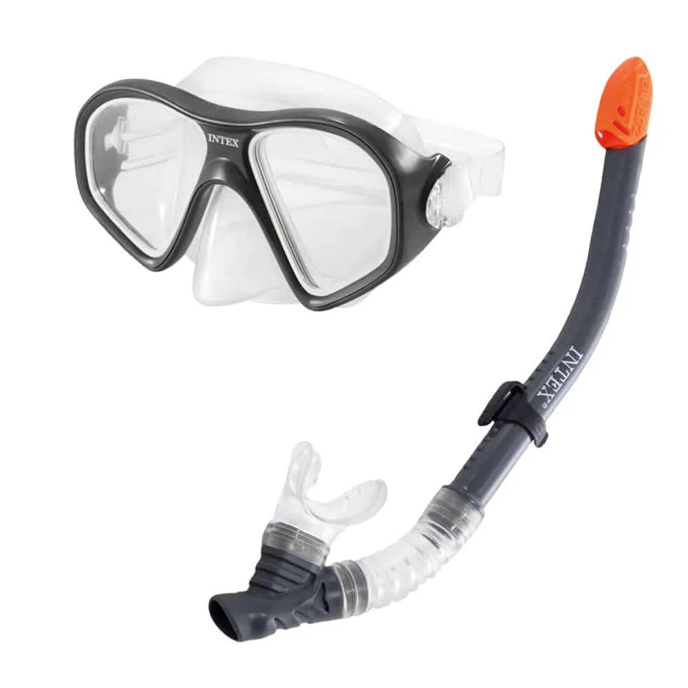 Conjunto de Máscara em Policarbonato + Tubo Snorkel Reef Rider Adulto (+14 anos) Intex