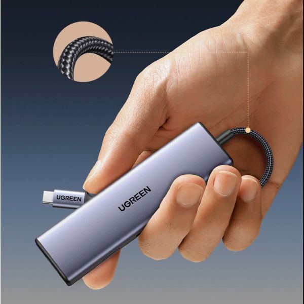 Ugreen CM498 Revodok Hub USB-C 9 em 1 e 6 em 1 3x USB-A 3.0, HDMI 4K@30Hz, VGA, RJ45, Leitor SD e TF Card, 100W