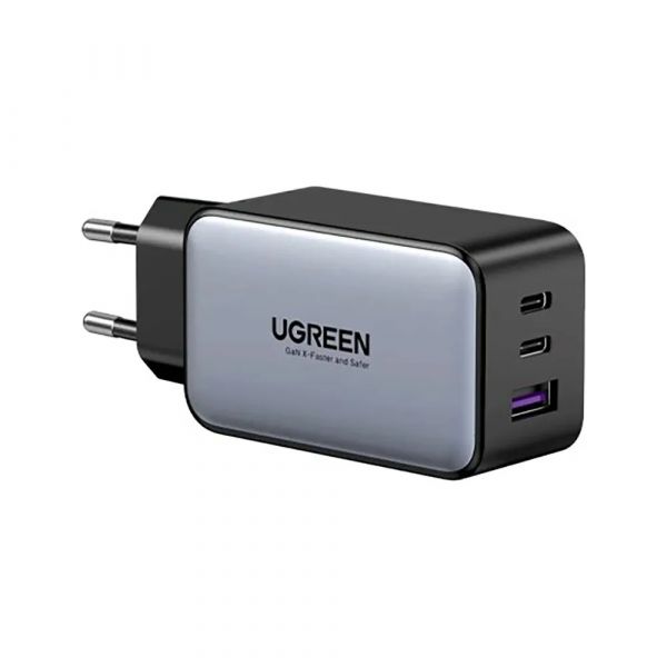 Ugreen UG35042 Carregador de Parede Rápido GaN 65W 3 Portas (USB-A e 2x USB-C) Grey
